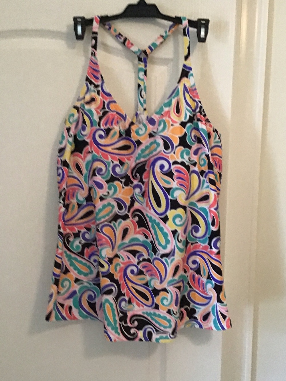 Swim Tankini Multicolor Paisley , Racer Back, Island Escape 14